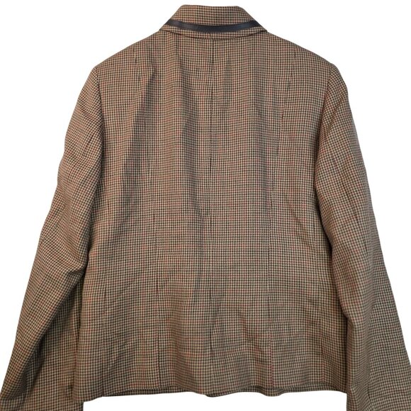 Pendleton Wool Houndstooth Blazer 6 British Spice LeatherTrim Tailored Deadstock - Picture 8 of 10